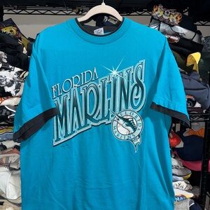 Vintage 1994 MLB Florida Marlins Blue Shirt Size Xl